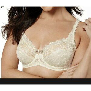 Playtex Bra Love My Curves Lace Lift Full-Fig 4825 Gardenia Sz 42DD Off White